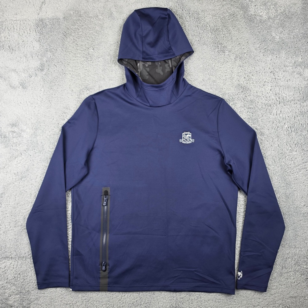 Greyson Hoodie Mens M Navy Blue Riviera CC Golf Scuba Neck Technical Pullover